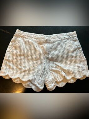 Lilly Pulitzer White Buttercup Shorts with Scalloped Hem